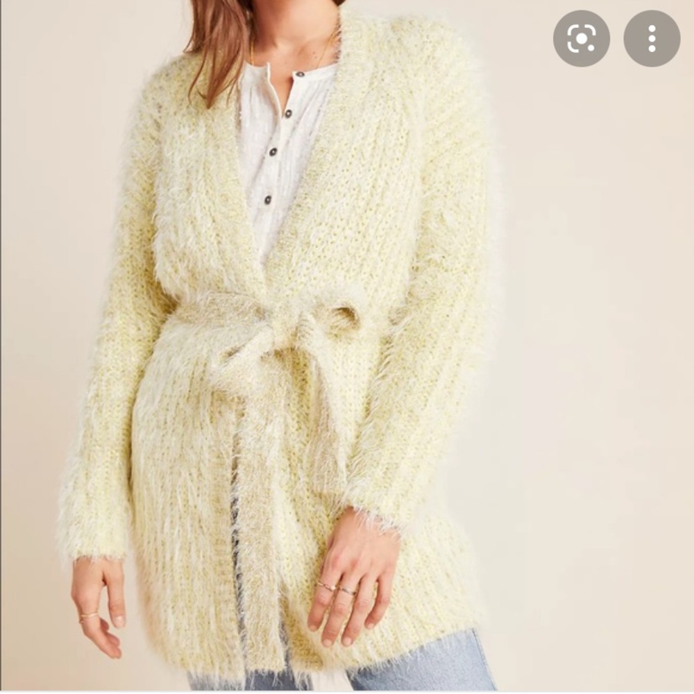 Anthropologie Larkin Yellow Shimmer Knit Cardigan
